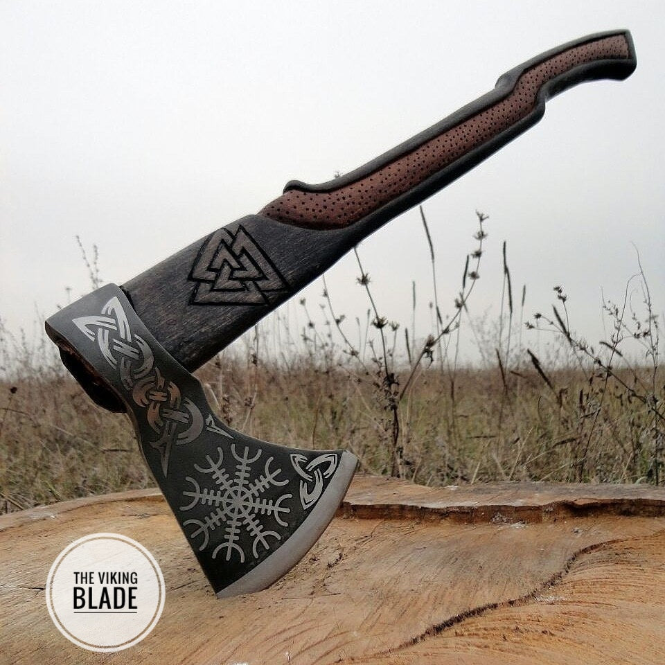Custom Handmade Carbon Steel Viking Axe With Leather Sheath |The Viking Blade|