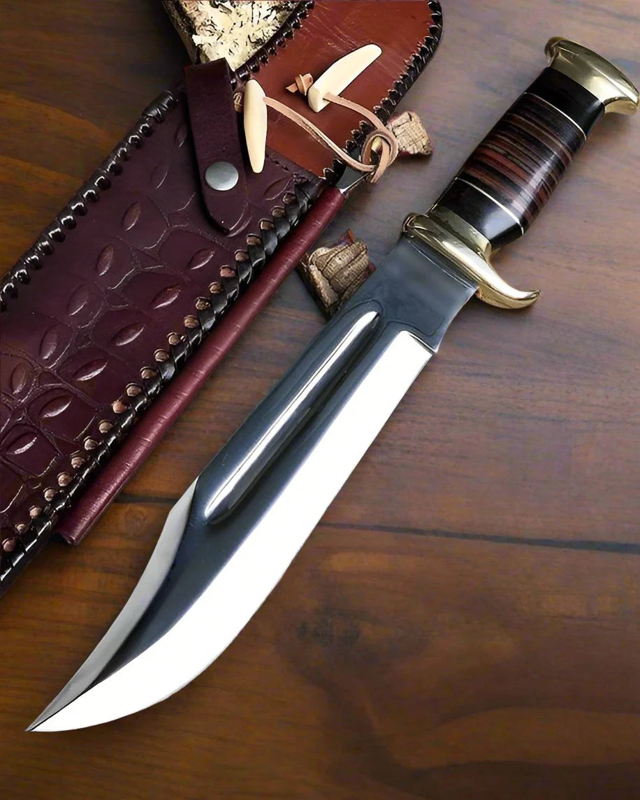 Crocodile Dundee Knife , 16" 440C Steel Blade With Leather Sheath