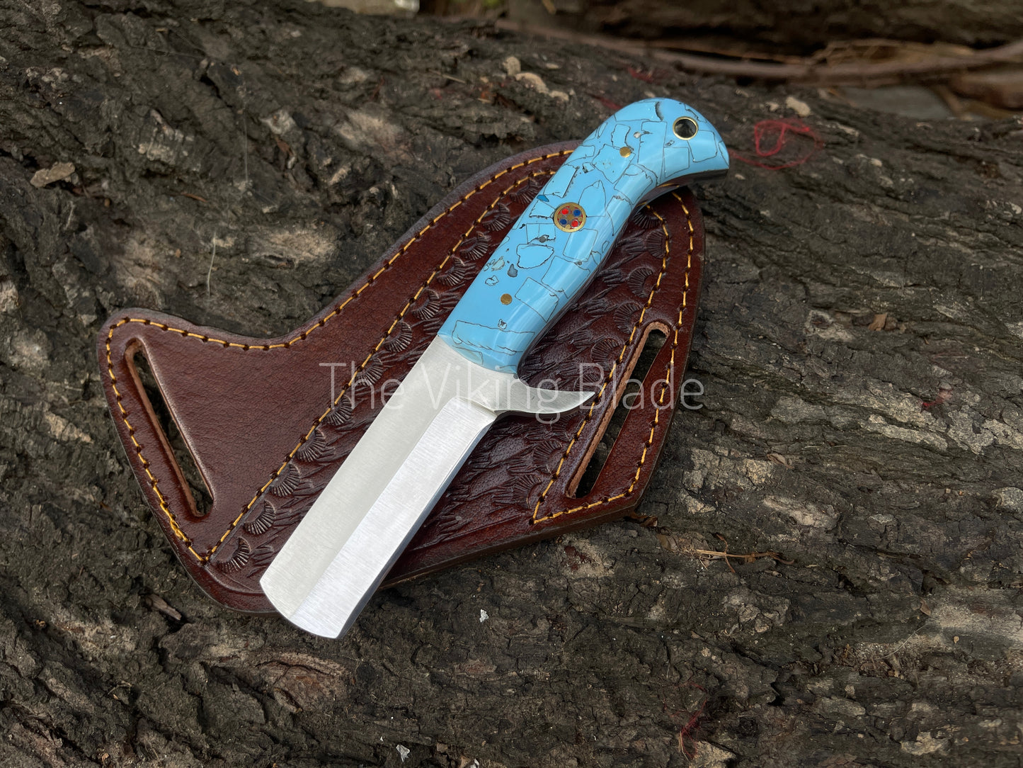 Custom Handmade D2 Steel Cowboy Bull Cutter Knife With Leather Sheath | The Viking Blade |