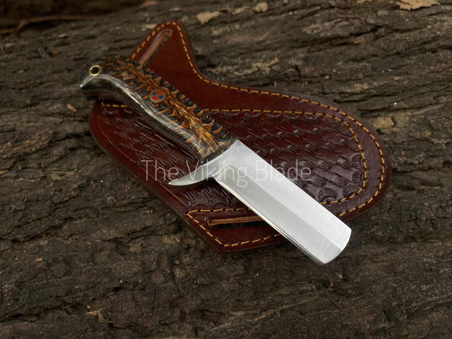 Custom Handmade D2 Steel Cowboy Bull Cutter Knife With Leather Sheath | The Viking Blade |