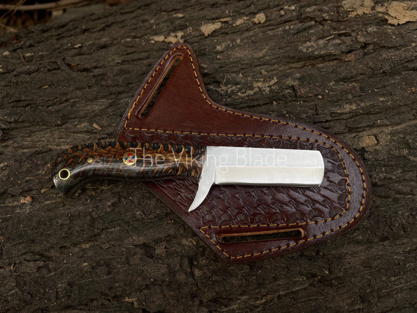 Custom Handmade D2 Steel Cowboy Bull Cutter Knife With Leather Sheath | The Viking Blade |