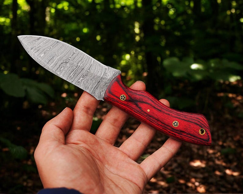 Custom Handmade Damascus Steel Hunting Knife With Leather Sheath | The Viking Blade |