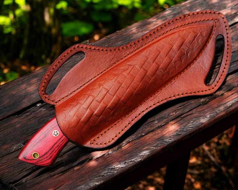 Custom Handmade Damascus Steel Hunting Knife With Leather Sheath | The Viking Blade |