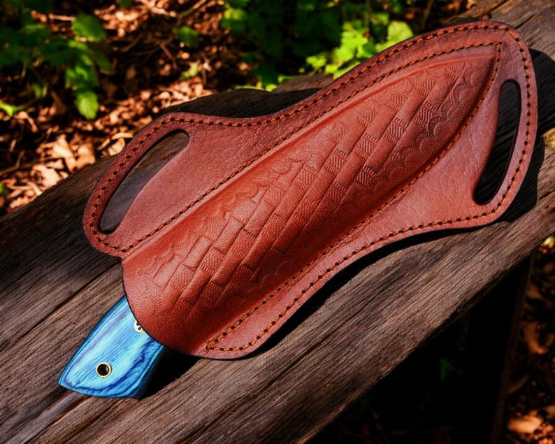 Custom Handmade Damascus Steel Hunting Knife With Leather Sheath | The Viking Blade |