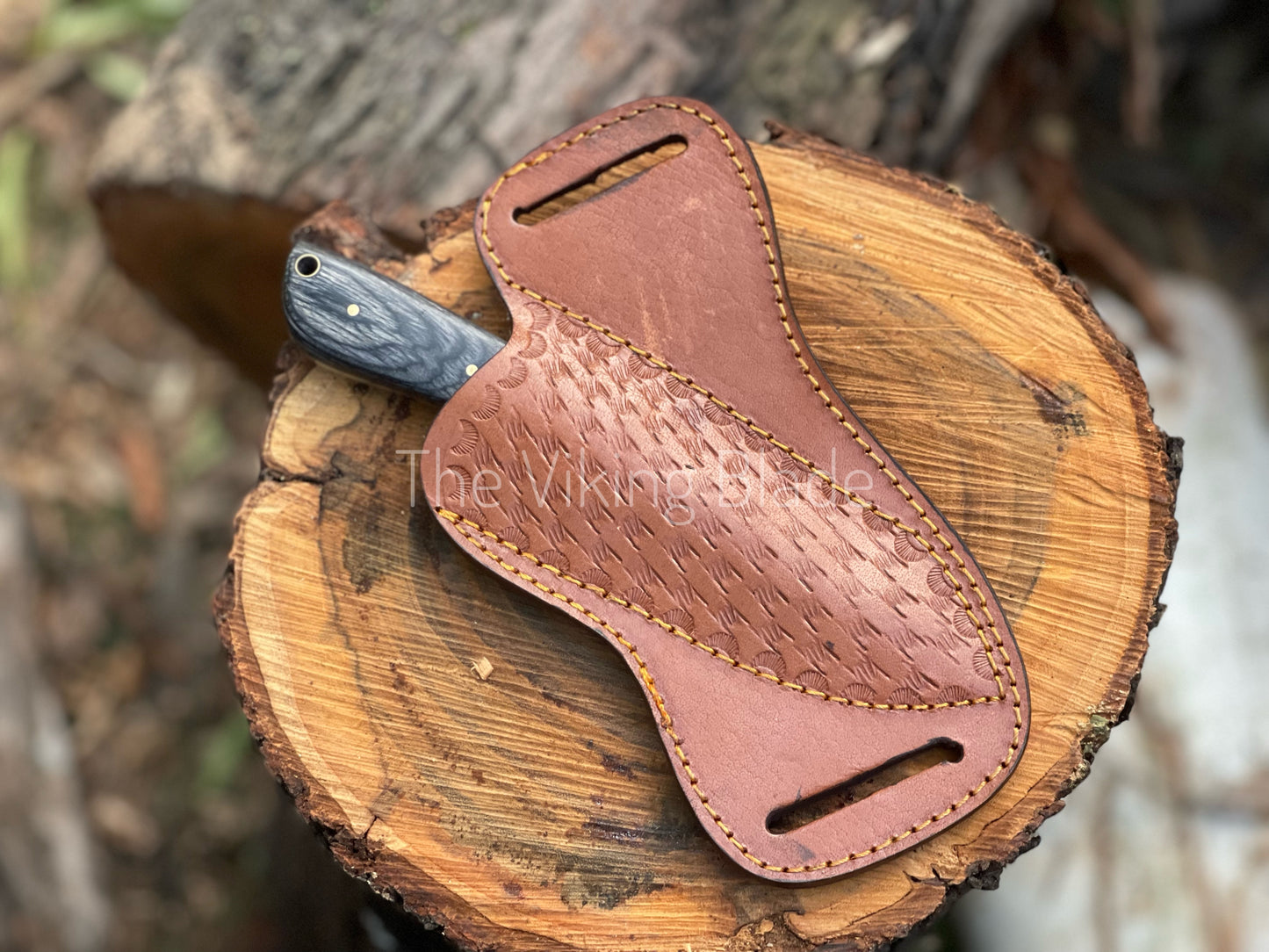 Custom Handmade Damascus Steel Skinner Hunting Knife With Leather Sheath | The Viking Blade |