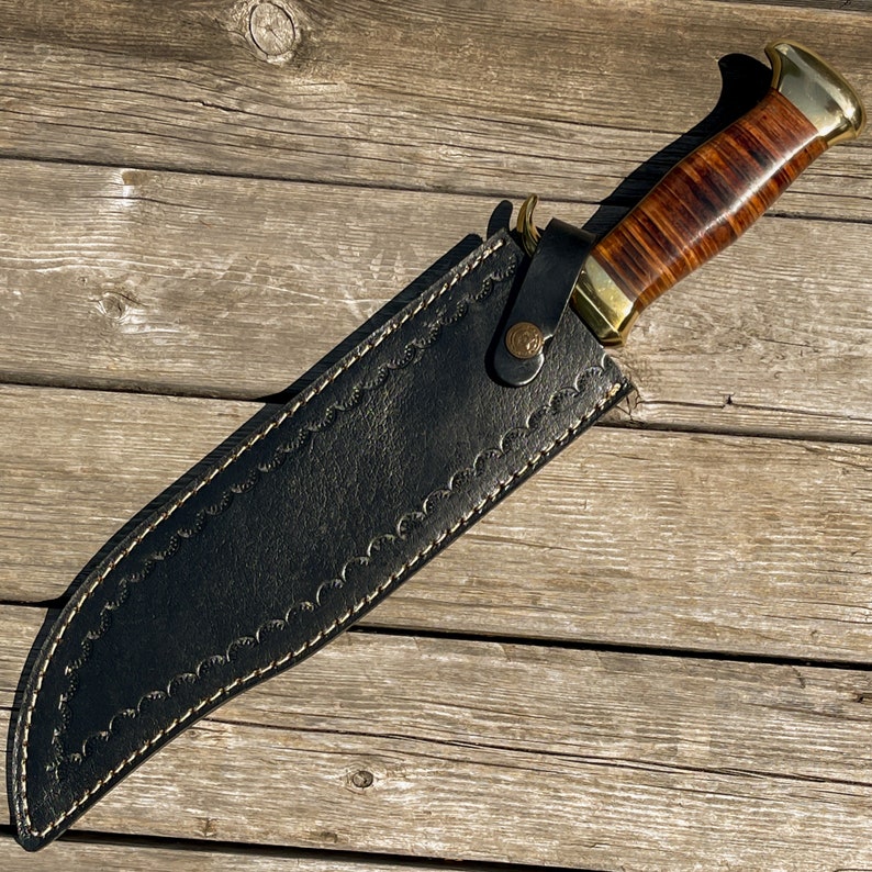 Custom Handmade Stainless Steel Hunting Bowie Knife With Leather Sheath