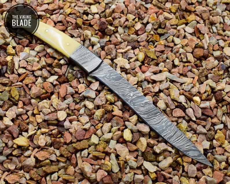 Damascus Steel Handmade Fillet Knife (Camel Bone Handle) | The Viking Blade |