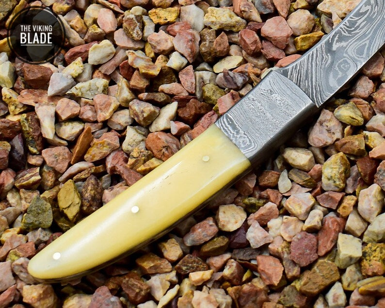 Damascus Steel Handmade Fillet Knife (Camel Bone Handle) | The Viking Blade |