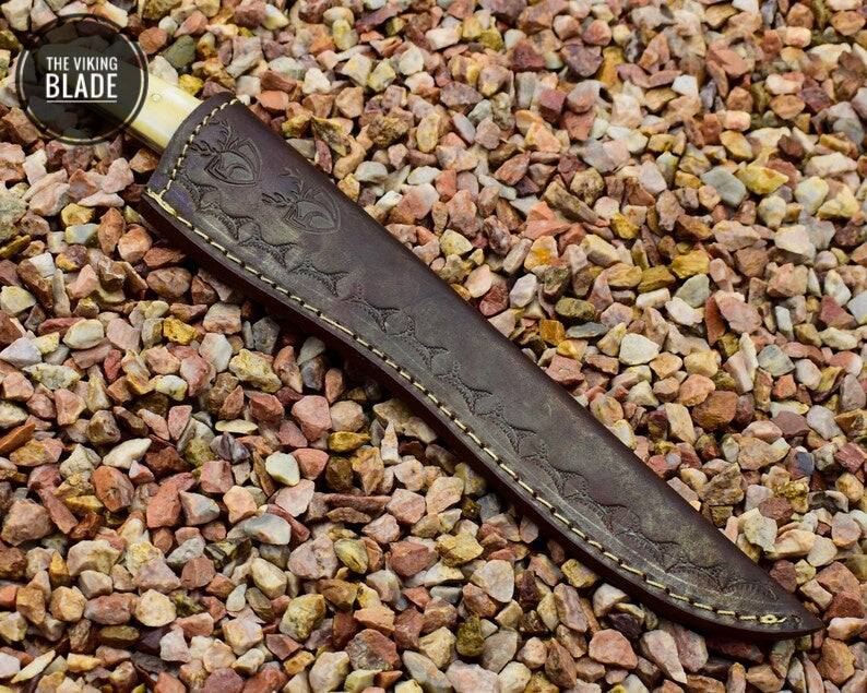 Damascus Steel Handmade Fillet Knife (Camel Bone Handle) | The Viking Blade |