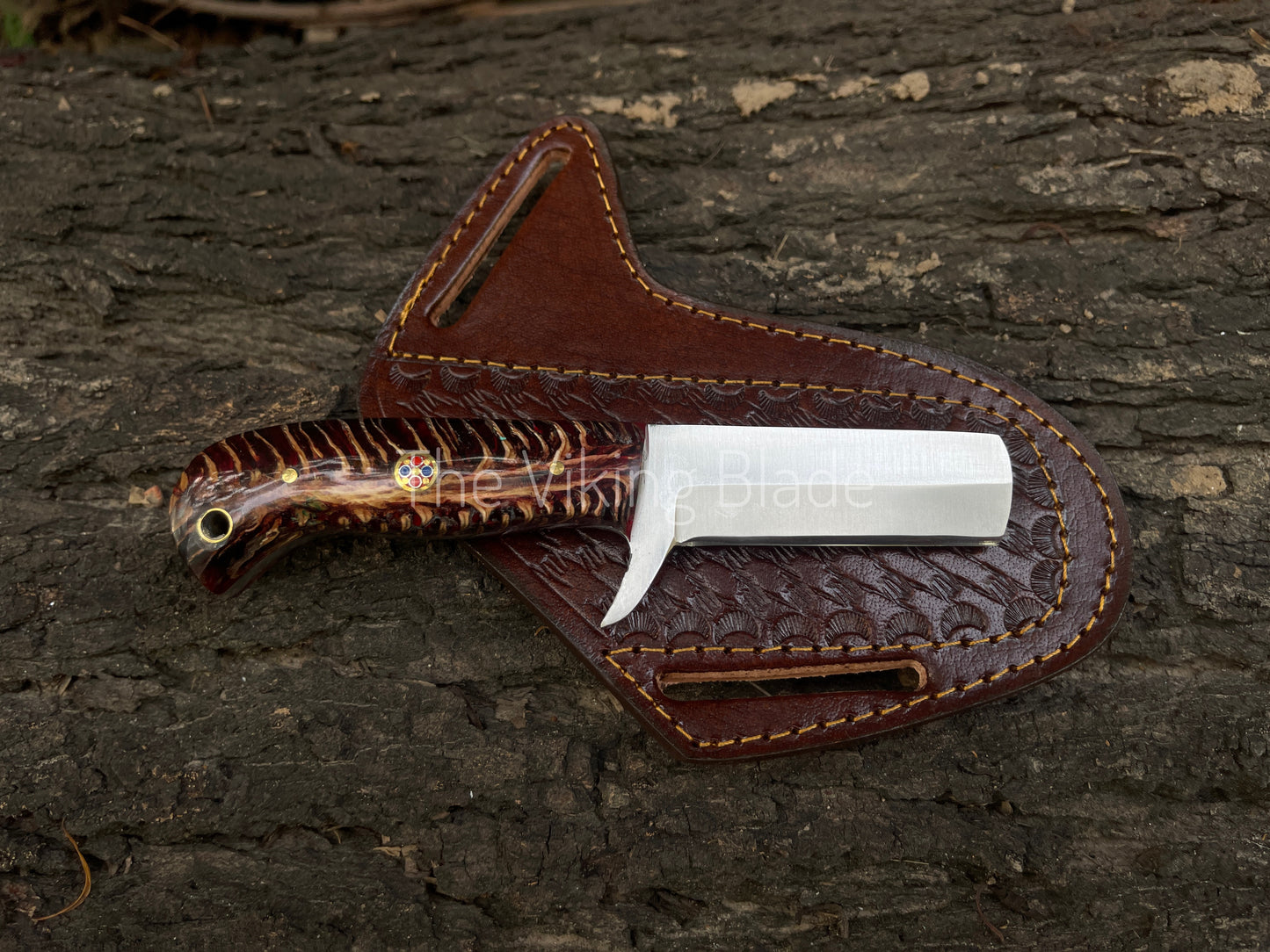 Custom Handmade Cowboy Bull Cutter Knife With Leather Sheath