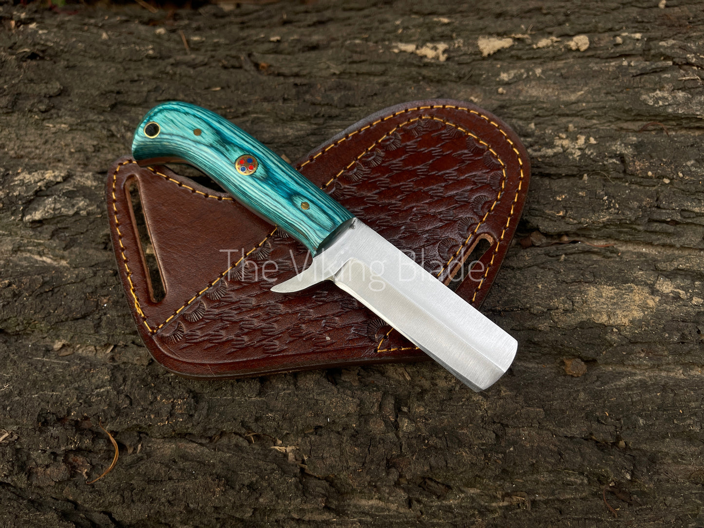 Custom Handmade D2 Steel Cowboy Bull Cutter Knife With Leather Sheath