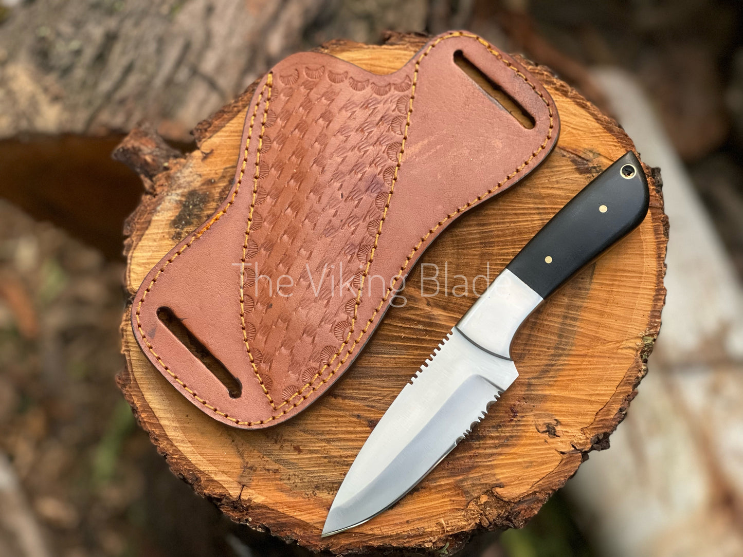 Custom Handmade D2 Steel Skinner Hunting Knife With Leather Sheath