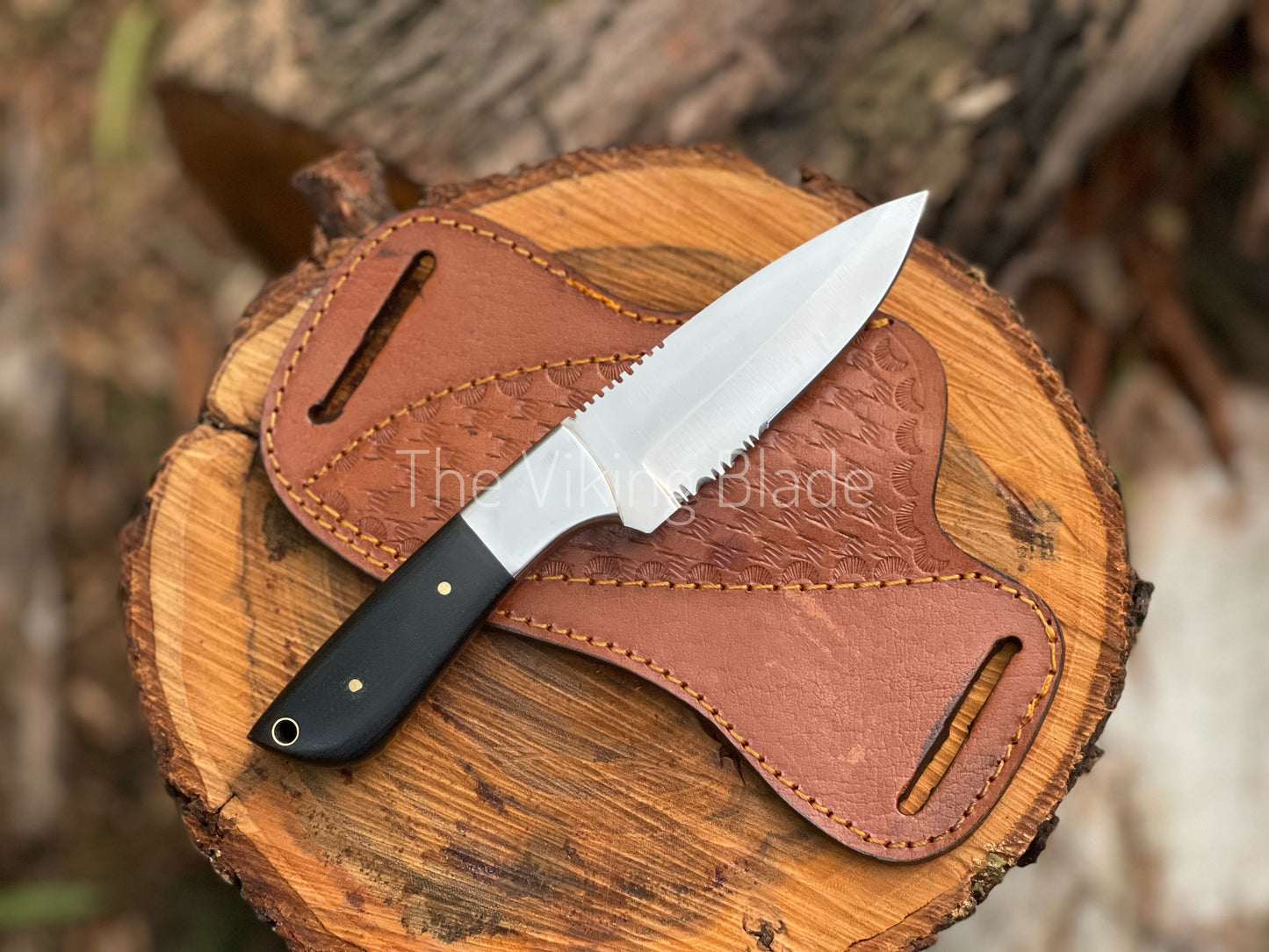 Custom Handmade D2 Steel Skinner Hunting Knife With Leather Sheath