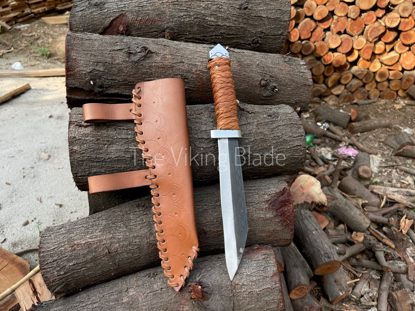 Hand forged Troll Seax knife sharpened and ready for outdoor adventures