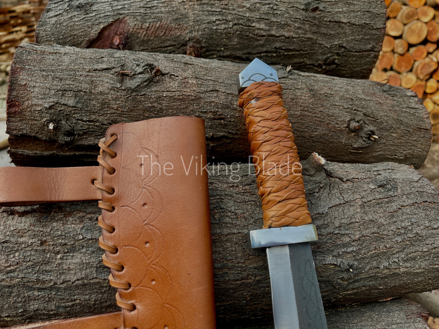 Handmade Viking Troll Seax knife with genuine leather sheath included