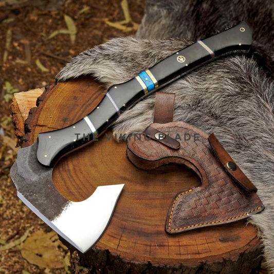 Unique Camping Hatchet Axe With Cow Leather Sheath – Hunting Throwing Axe – Best For Wood Broken And Camping | The Viking Blade |