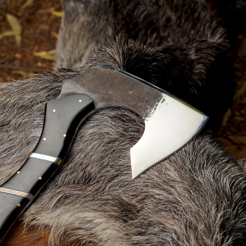 Axes on a fur surface with a blurred background