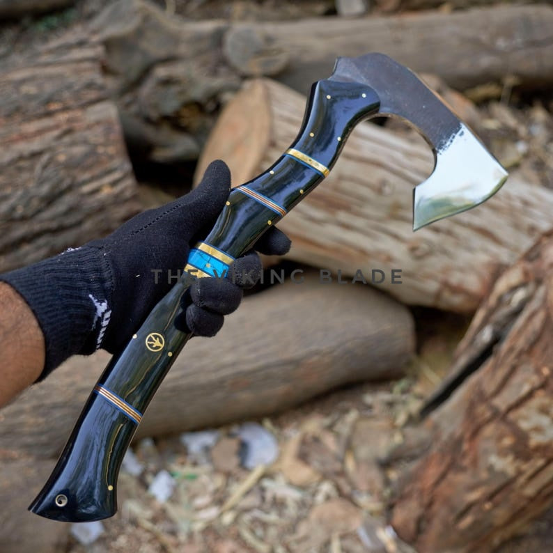 Unique Camping Hatchet Axe With Cow Leather Sheath – Hunting Throwing Axe – Best For Wood Broken And Camping | The Viking Blade |