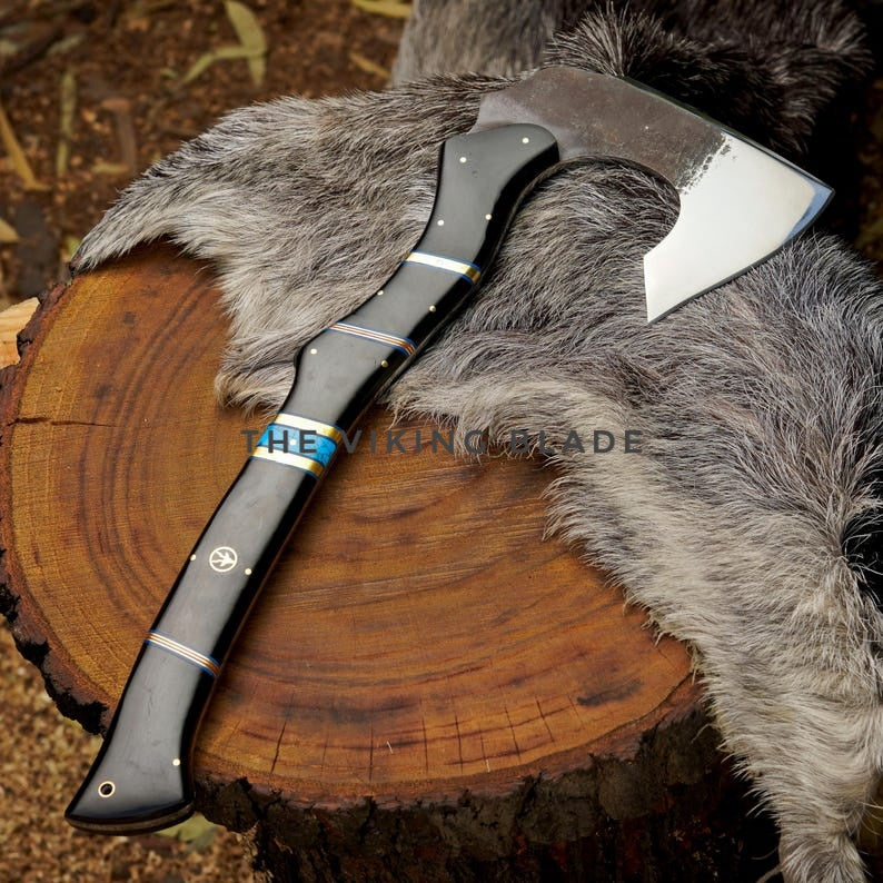 Unique Camping Hatchet Axe With Cow Leather Sheath – Hunting Throwing Axe – Best For Wood Broken And Camping | The Viking Blade |