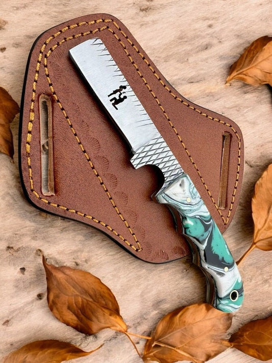 Custom Handmade J2 Stainless Bull Cutter Knife With Leather Sheath