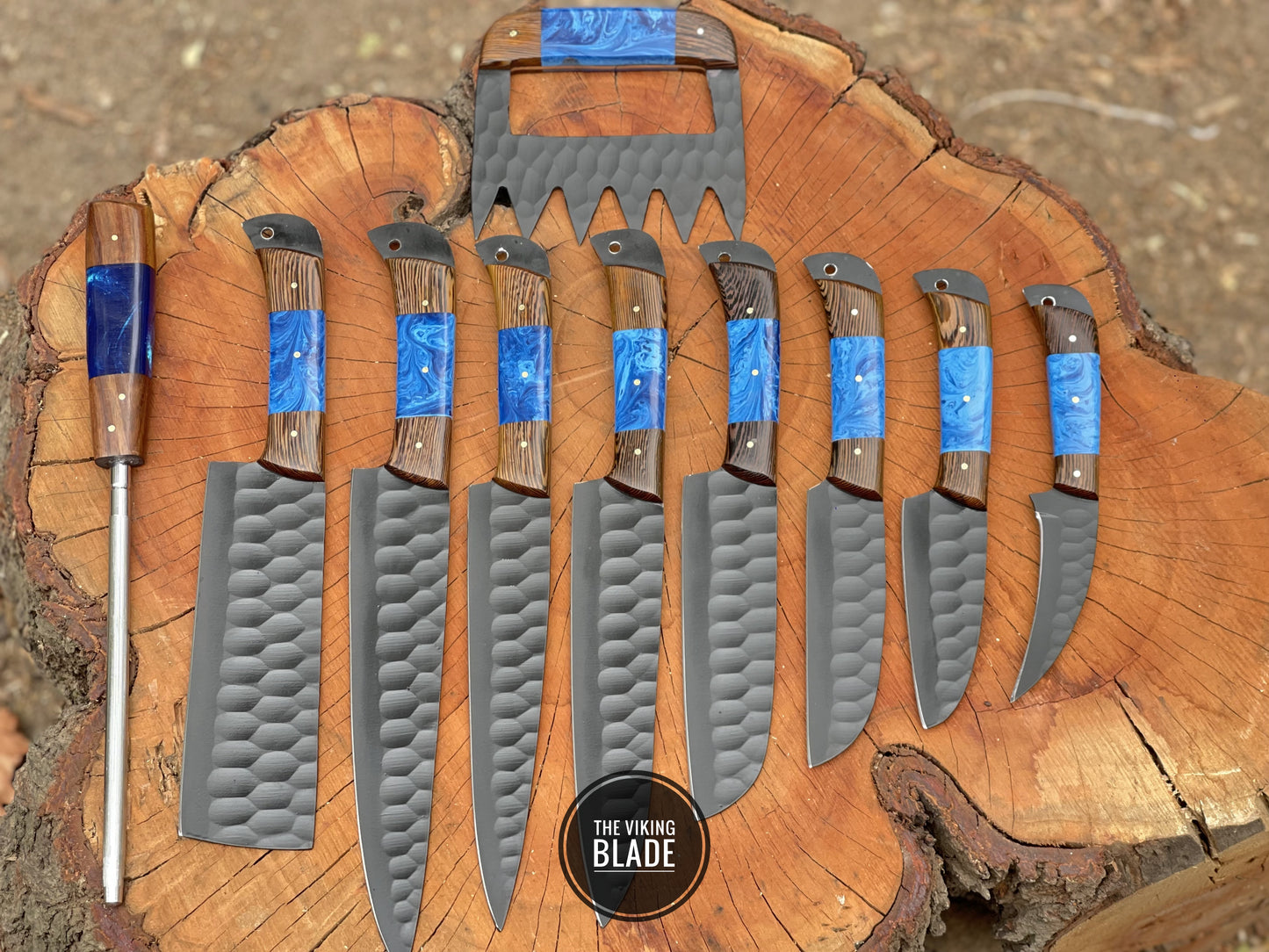Handmade Chef Knives Set | 5 Piece Black Coated Kitchen & BBQ Knife Collection | The Viking Blade |
