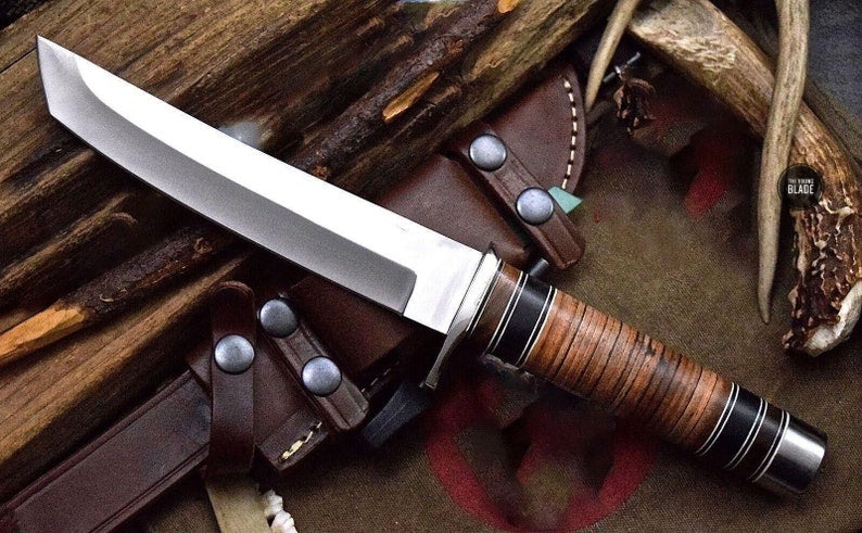 Artisan D2 Steel Tanto Knife – Handmade Survival & Hunting Blade with Sheath | The Viking Blade |