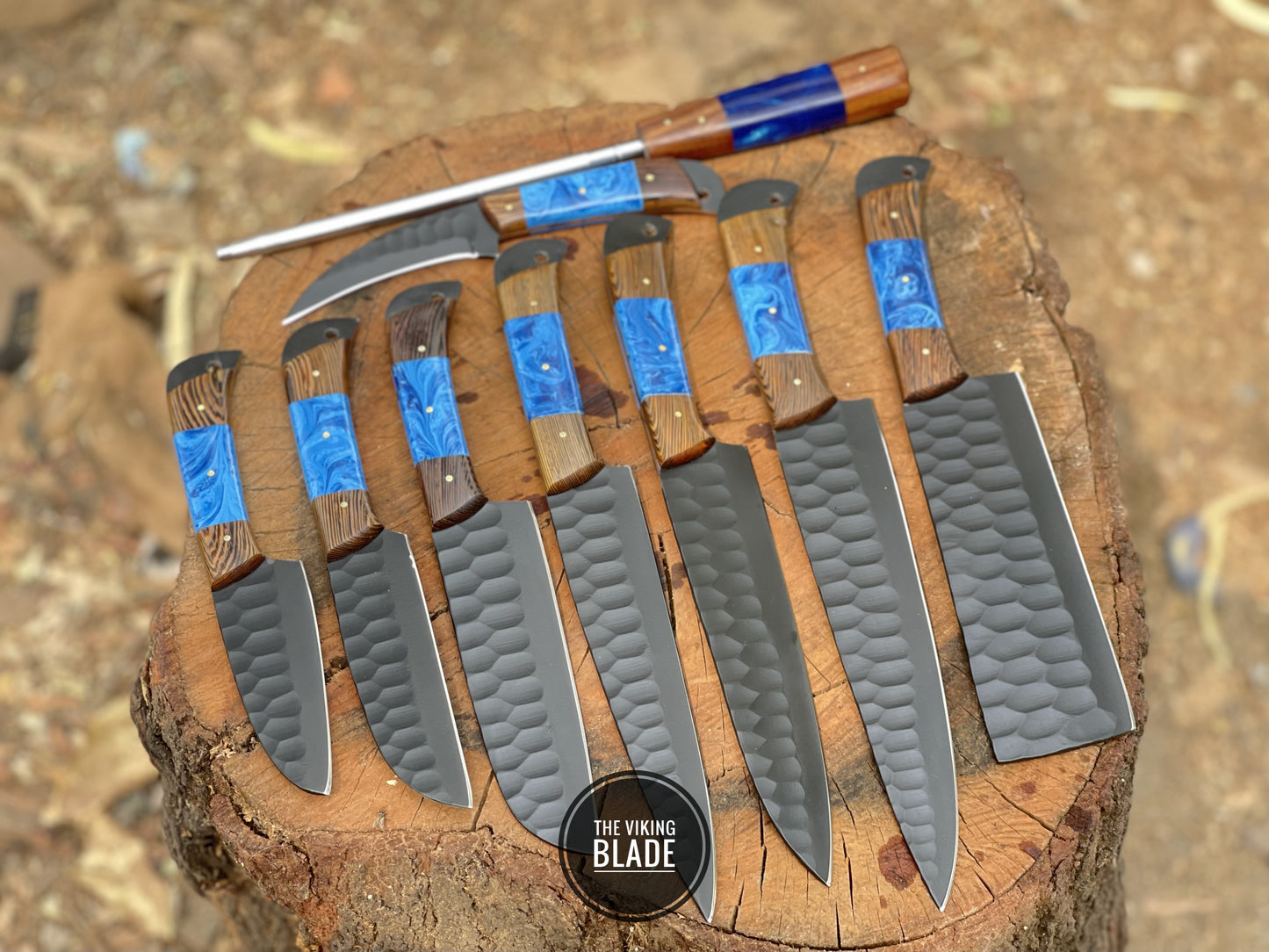Handmade Chef Knives Set | 5 Piece Black Coated Kitchen & BBQ Knife Collection | The Viking Blade |