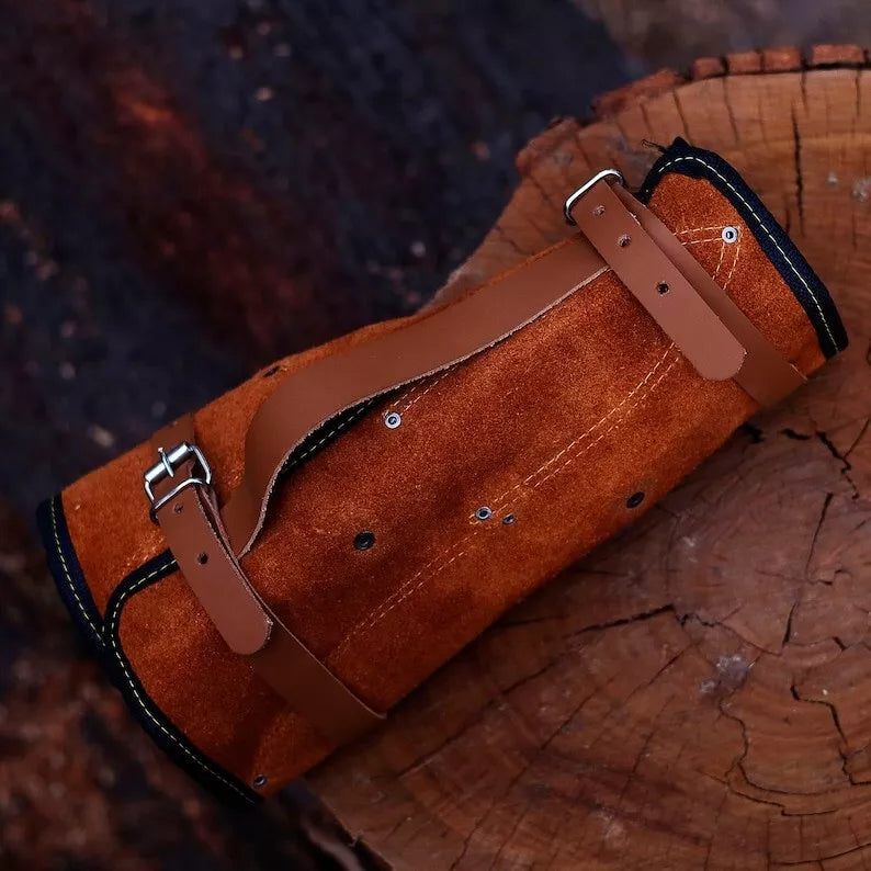 Custom Handmade Carbon Steel Chef Knife Set – 6 Piece Kitchen Knives with Leather Bag | The Viking Blade |