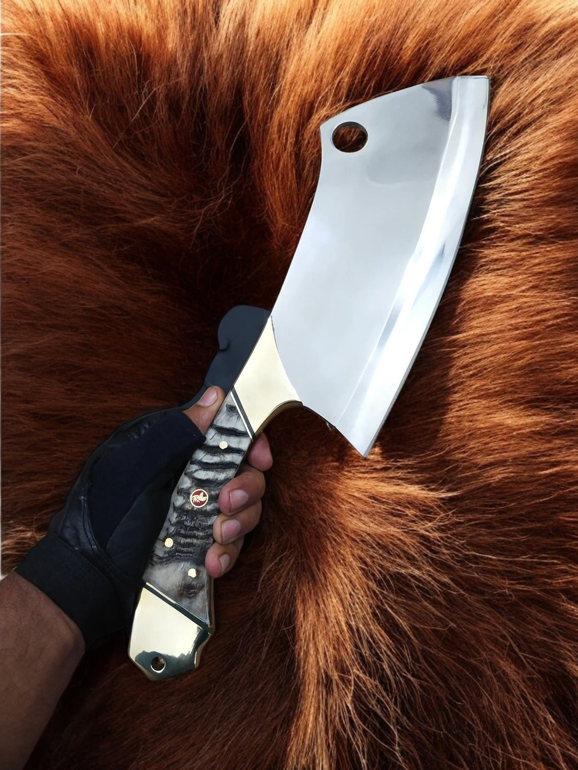 Fixed Blade Handmade Meat Cleaver 16-inches Chef Knife 12C27 Carbon Steel With Leather Sheath