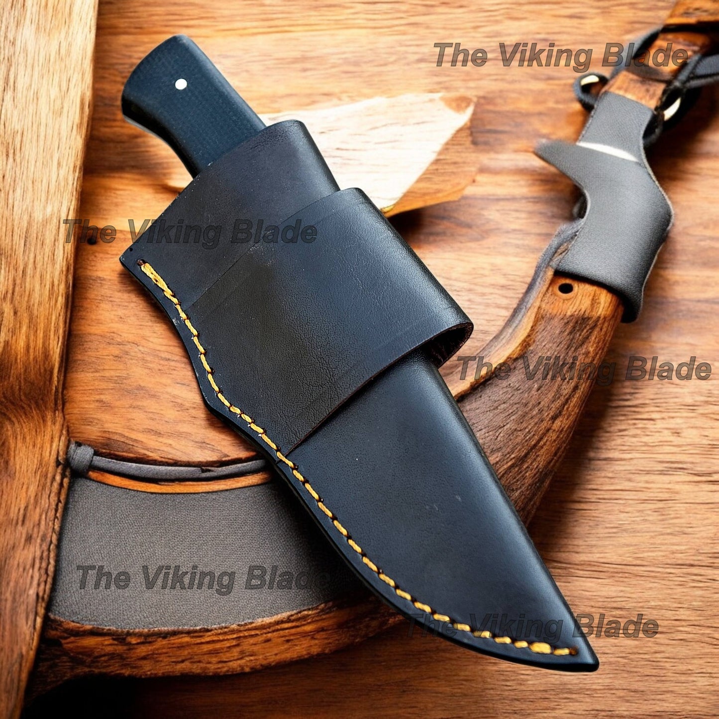 8.5" Custom Handmade Skinning Knife Micarta Handle With Leather Sheath