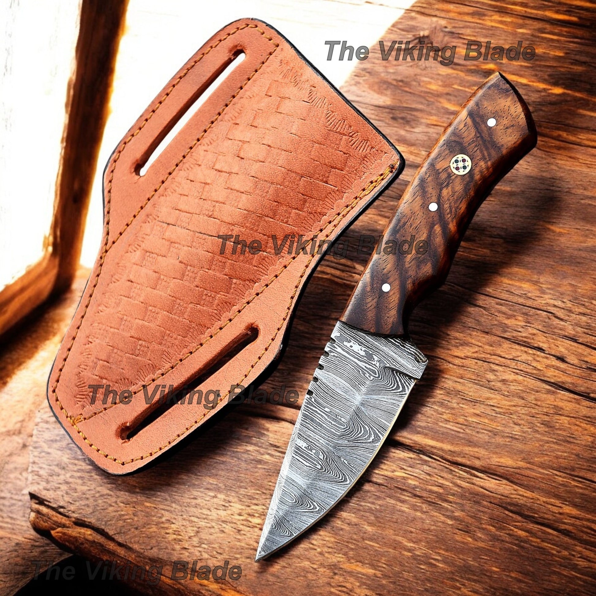 7" Custom Handmade Skinning Knife With Leather Sheath