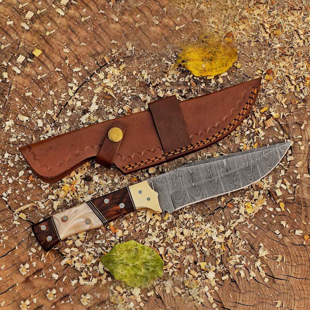 11" Custom Hand Forged Hunting Knife with Leather Sheath