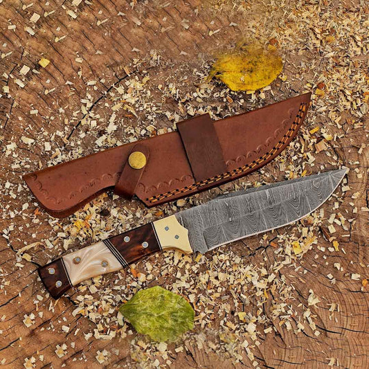 11" Custom Hand Forged Hunting Knife with Leather Sheath