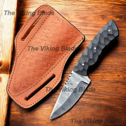 7" Handmade Skinning Knife With Leather Sheath