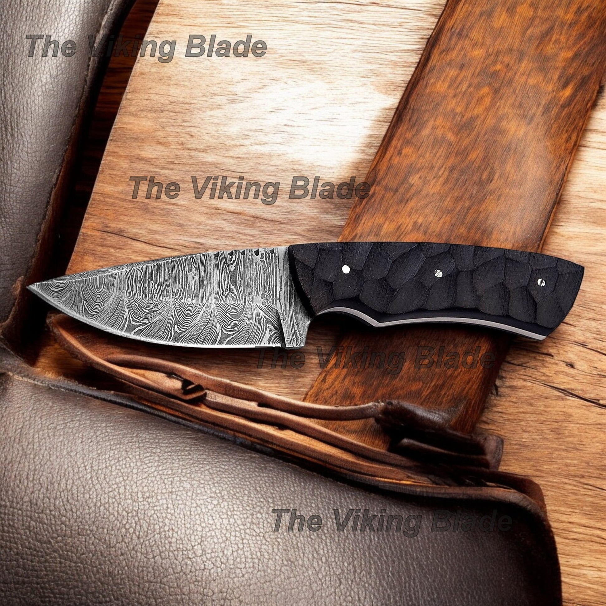 7" Handmade Skinning Knife With Leather Sheath