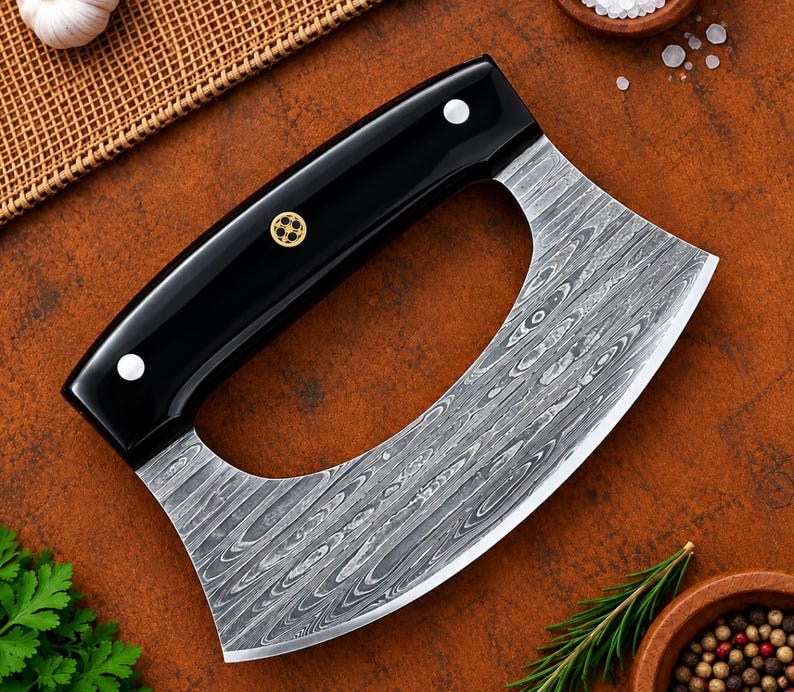 Ulu Knife Black Resin Handle