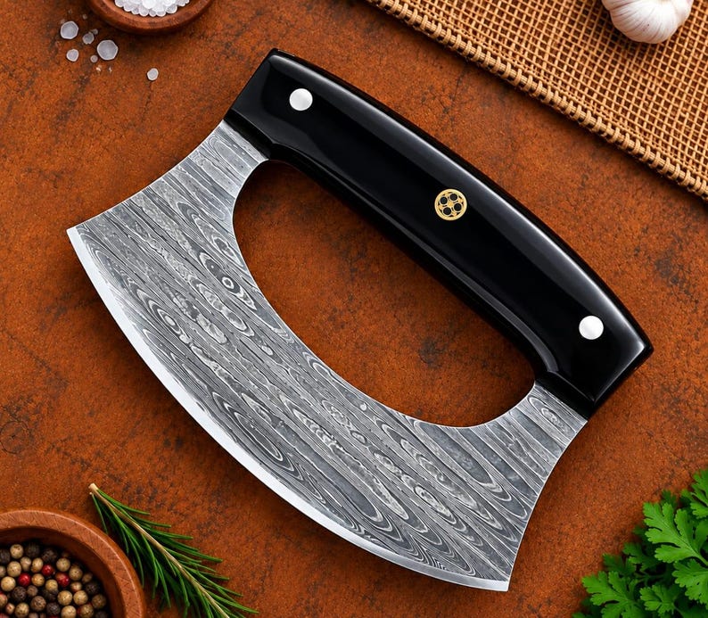 Ulu Knife Black Resin Handle