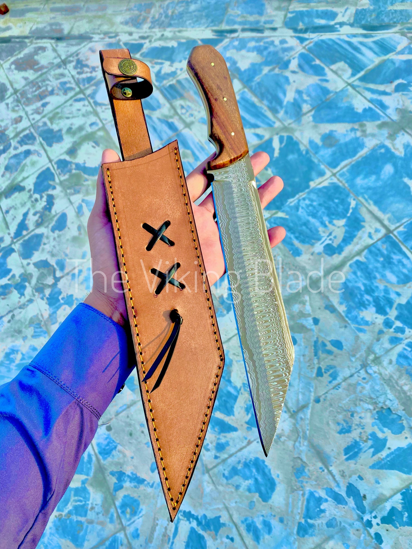 Viking Seax Knife Hand Forged Damascus Steel Custom Made Hunting Knife | The Viking Blade |