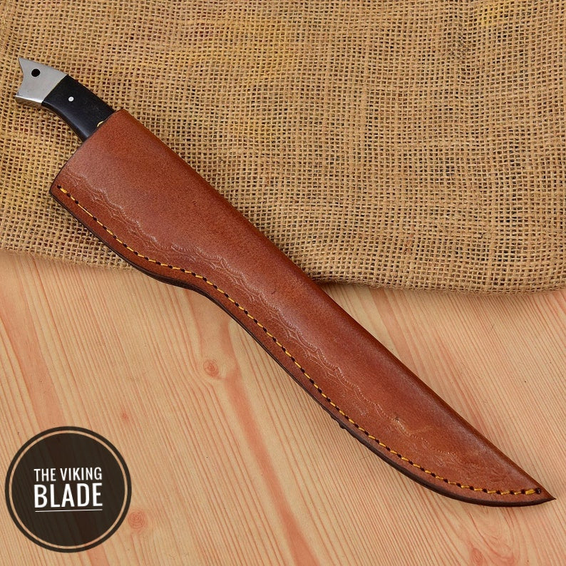 Custom Handmade Damascus Steel Fillet Fish Chef Knife With Leather Sheath | The Viking Blade |