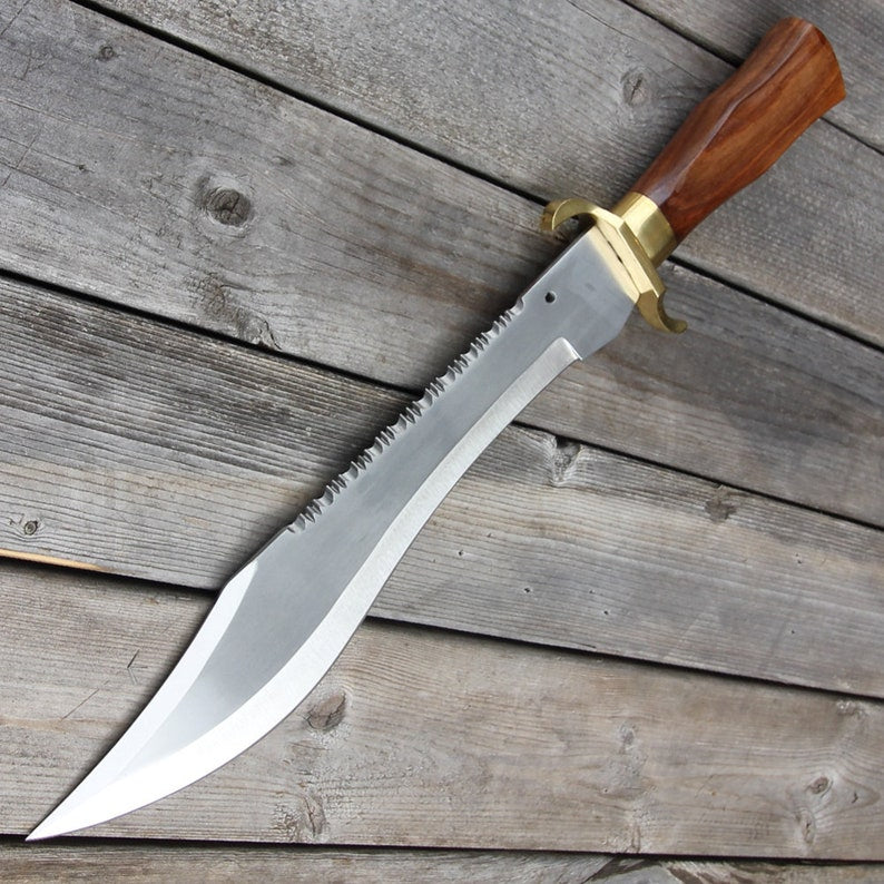 Survival Instincts Serrated Steel Bowie Hunting Knife - Collectible Carbon Steel Fixed Blade Outdoor Knife