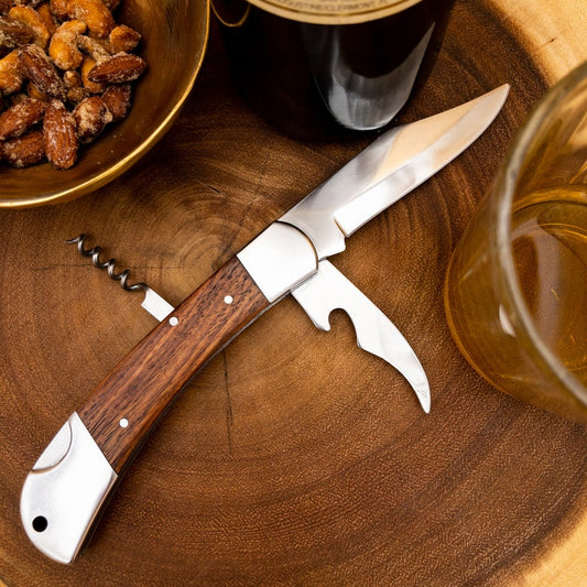 Clip Point Lock Back Knife with Can/Bottle and Wine Bottle Opener