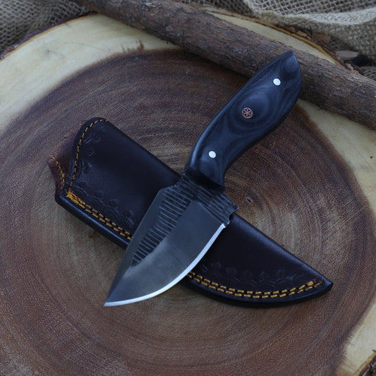 Hand Forged Hunting Knife | Outdoor Camping Hiking Fishing Bushcraft Everyday Slash Textured Full Tang Fixed Blade