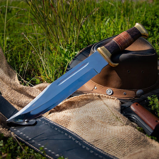 Handmade Full Tang Clip Point Medium Large Game Personalized Blade Walnut Wood & Leather Handle
