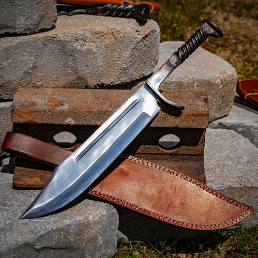 Full Tang Clip Point Hand Forged Bowie Rambo Knife Twisted Handle Hunting Fishing Camping Hiking