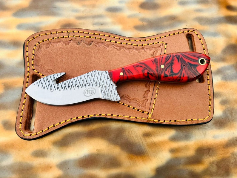 Custom Handmade Rasp Steel Skinner Gut Hook Knife