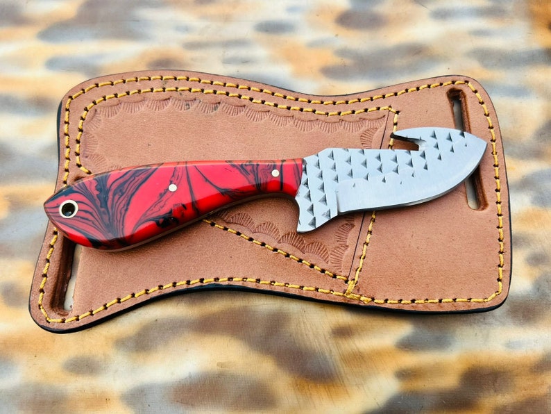 Custom Handmade Rasp Steel Skinner Gut Hook Knife