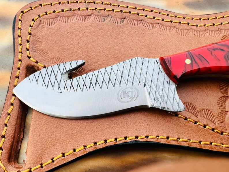 Custom Handmade Rasp Steel Skinner Gut Hook Knife