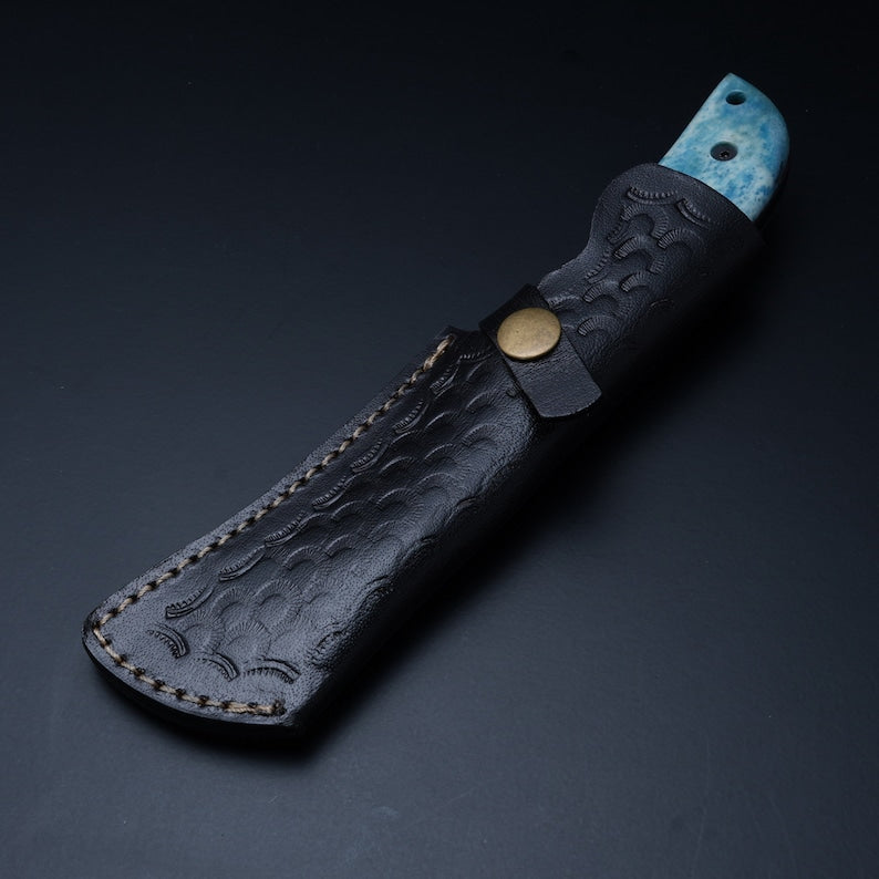 Custom Handmade Camel Bone Handle Knife With Leather Sheath