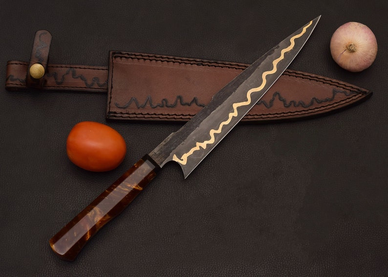 Handmade Beautiful Kitchen Chef Knife 440 C Blade with Leather Sheath