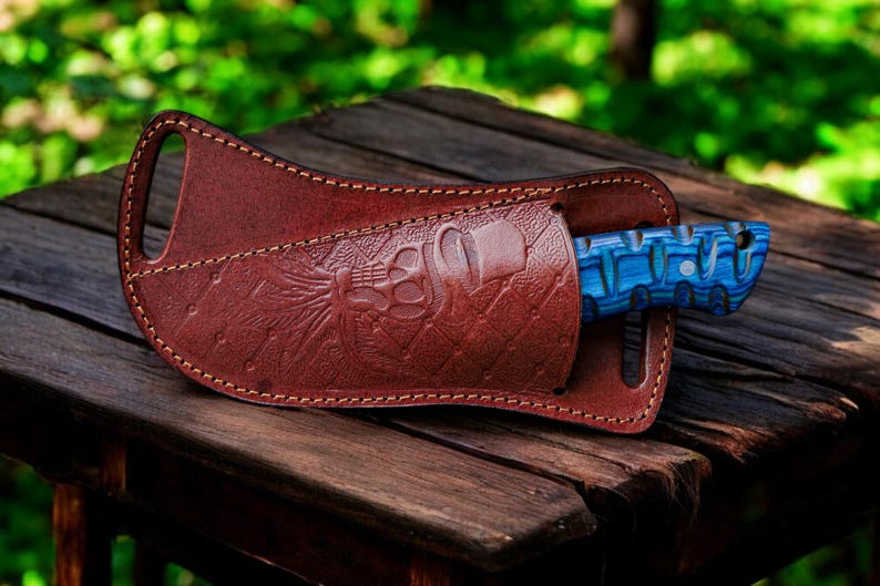 Custom Handmade Hunting Knife With Leather Sheath